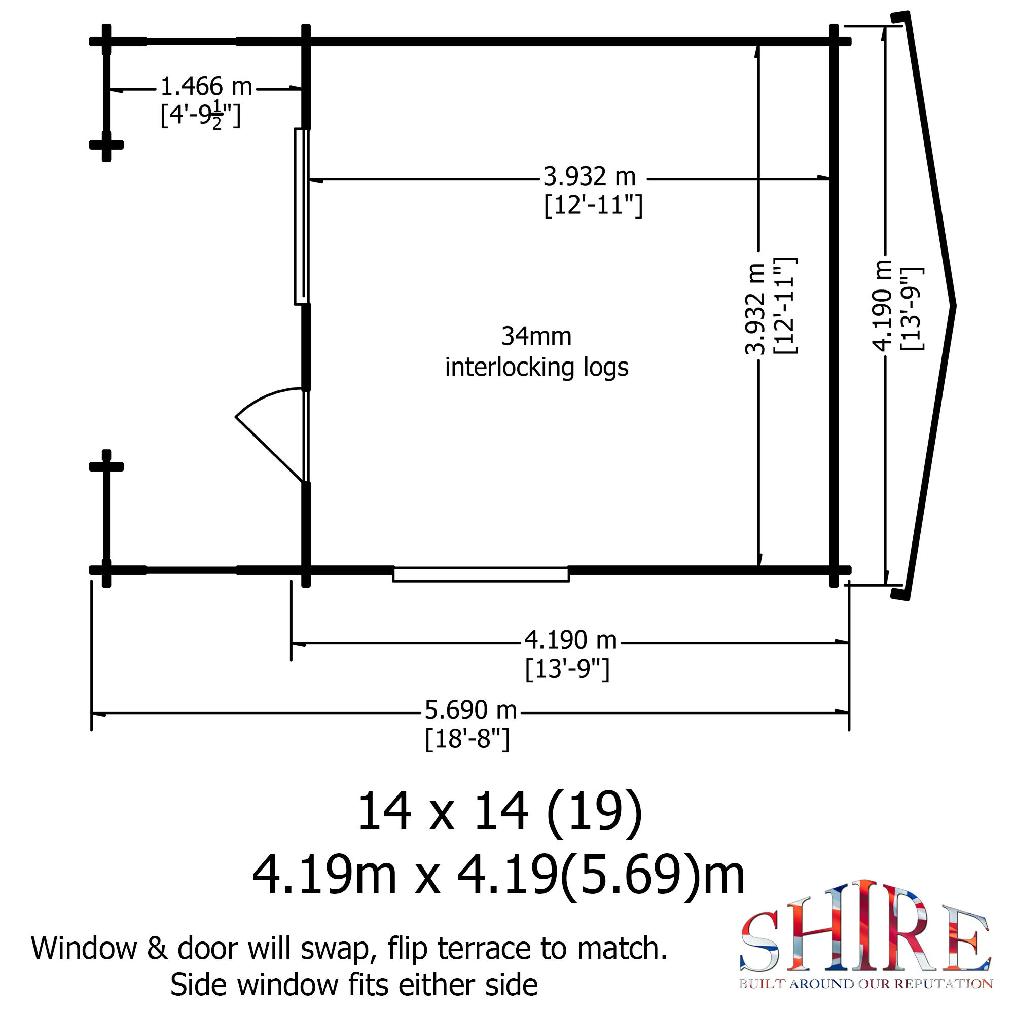 Shire Kinver 14x14 Glass Apex Tongue & Groove Wooden Cabin - Base Not Included 11 Shire Kinver 14x14 Glass Apex Tongue & Groove Wooden Cabin - Base Not Included - Image 11