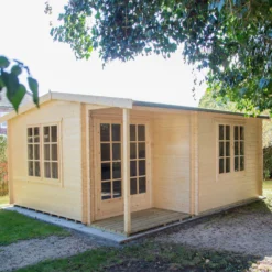 Shire Twyford 16x17 Ft Toughened Glass Apex Tongue & Groove Wooden Cabin With Felt Tile Roof -Hozelock Store shire twyford 16x17 ft toughened glass apex tongue groove wooden cabin with felt tile roof5019804111480 03i bq