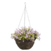 Smart Garden Pansy Artificial Lilac & Green Round Plastic Hanging Basket, 25cm