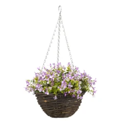 Smart Garden Pansy Artificial Lilac & Green Round Plastic Hanging Basket, 25cm