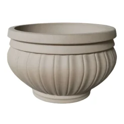 Southern Patio Bantry Beige Stone Effect Terracotta Lined Round Plant Pot (Dia)41cm