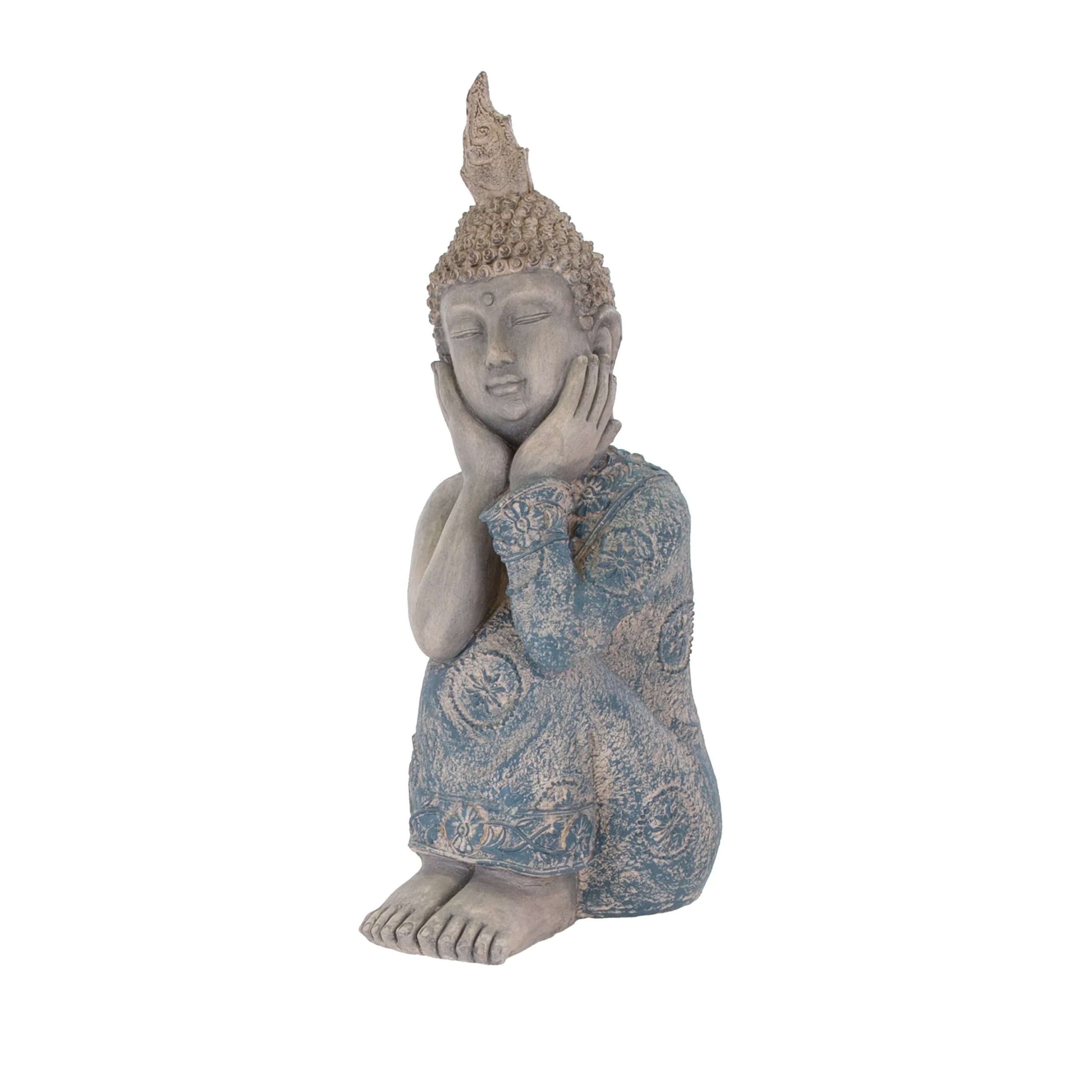 Terrastyle Grey & Blue Buddha Garden Ornament (H)61cm 1 Terrastyle Grey & Blue Buddha Garden Ornament (H)61cm