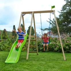 TP Toys Multiplay Green & Wood Swing & Slide (L) 1890mm X (W) 2760mm -Hozelock Store tp toys multiplay green wood swing slide l 1890mm x w 2760mm5021854901485 01i bq