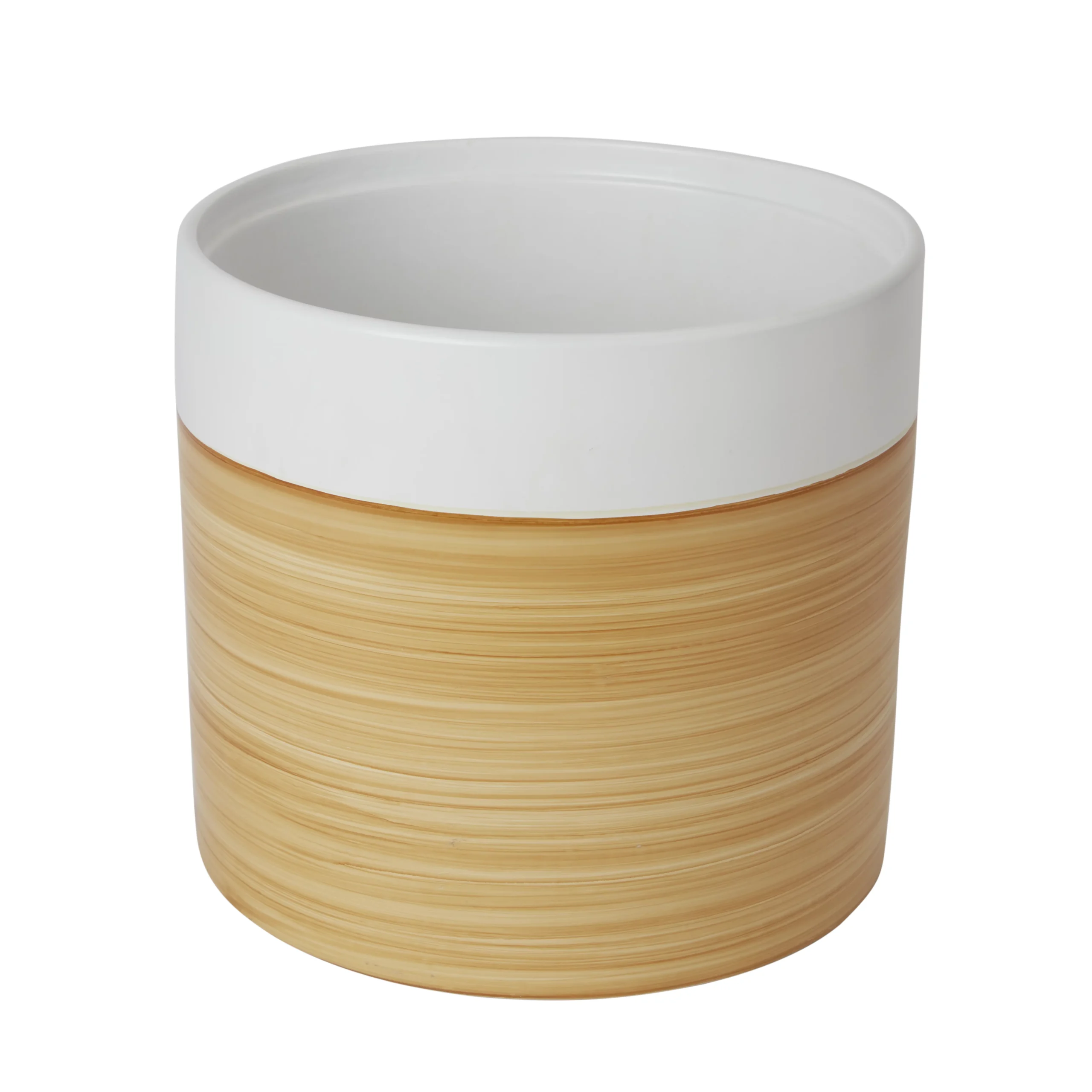 White Clay Wood Effect Plant Pot (Dia)27.8cm 1 White Clay Wood Effect Plant Pot (Dia)27.8cm